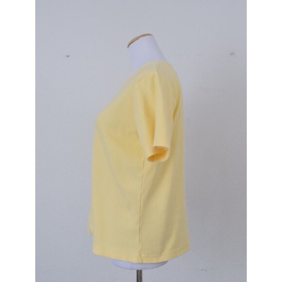 Vintage 90s‎ Yellow Cotton-Spandex Scop Neck Tee  | size L - Picture 2 of 10